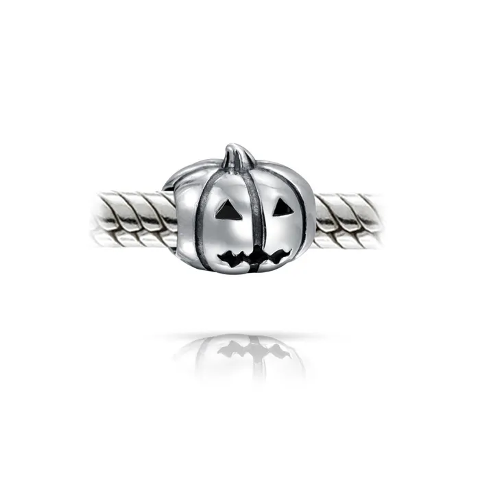 Rings Spooky Halloween Pumpkin Charm Bead in Oxidized Sterling Silver for Bracelets BlingJewelry Wholesale Rings Spooky Halloween Pumpkin Charm Bead in Oxidized Sterling Silver for Bracelets BlingJewelry Wholesale