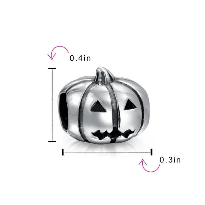 Rings Spooky Halloween Pumpkin Charm Bead in Oxidized Sterling Silver for Bracelets BlingJewelry Wholesale Rings Spooky Halloween Pumpkin Charm Bead in Oxidized Sterling Silver for Bracelets BlingJewelry Wholesale