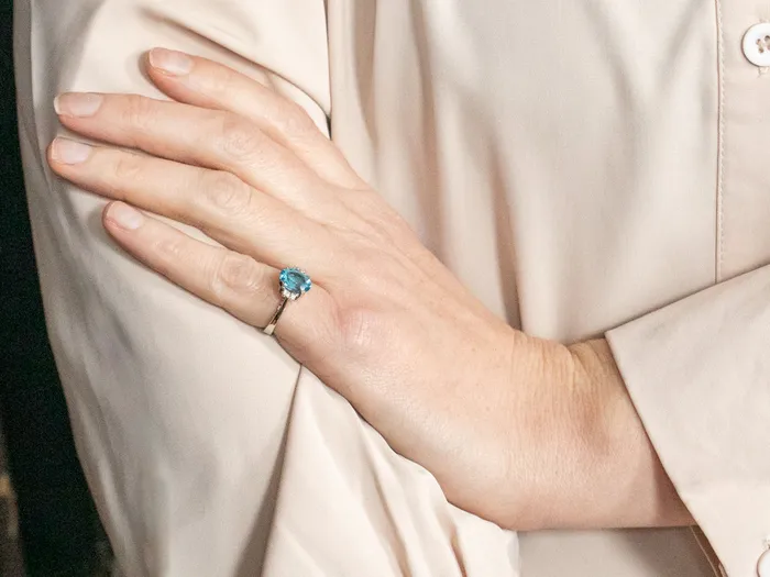 Rings White Gold Blue Topaz Ring with Diamond Accents Market Square Jewelers Rings White Gold Blue Topaz Ring with Diamond Accents Market Square Jewelers