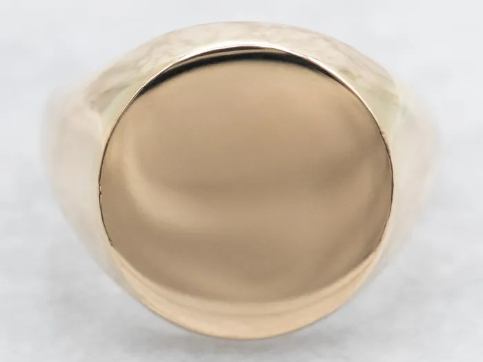 Rings Yellow Gold Plain Signet Ring with Round Top Market Square Jewelers
