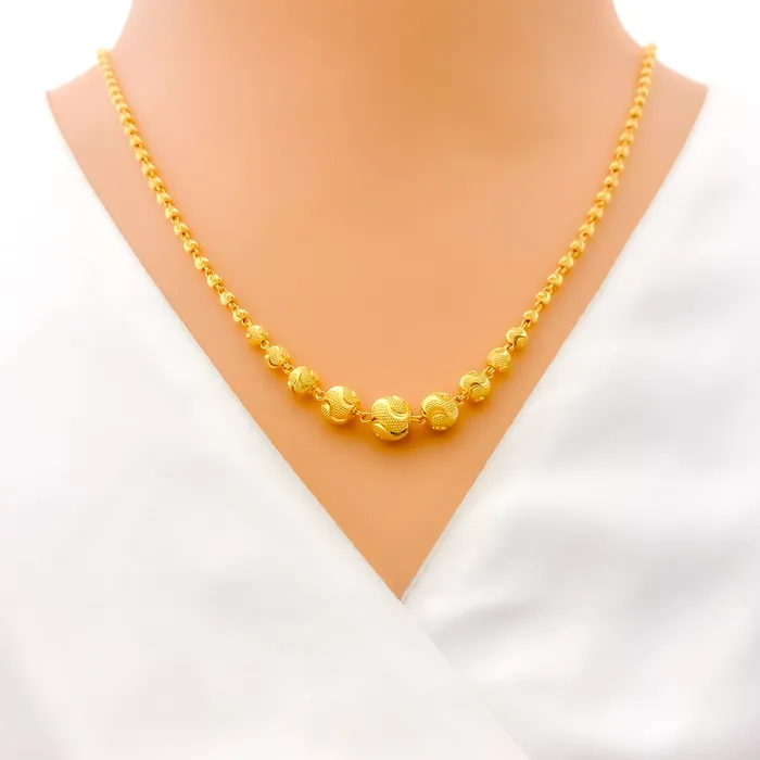 Rippled Textured 22k Gold Lara Necklace Set Andaaz Jewelers Necklaces