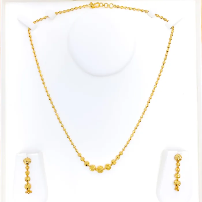 Rippled Textured 22k Gold Lara Necklace Set Andaaz Jewelers Necklaces