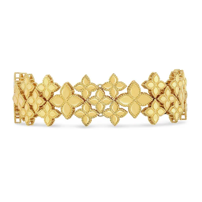 Roberto Coin Princess Flower Wide Link Bracelet Roberto Coin Bracelets