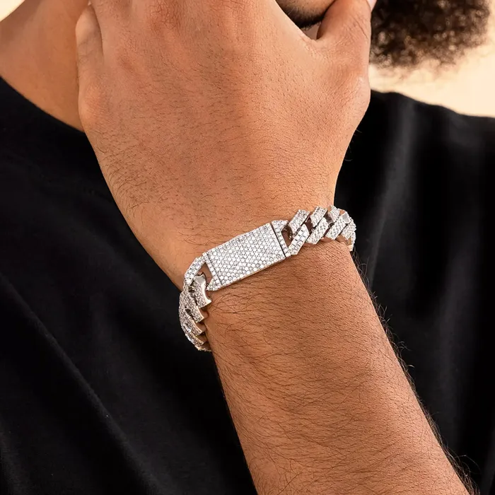 Round Cut Prong Cuban Link Bracelet aporro Bracelets