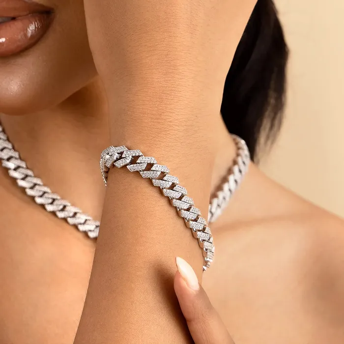 Round Cut Prong Cuban Link Bracelet aporro Bracelets