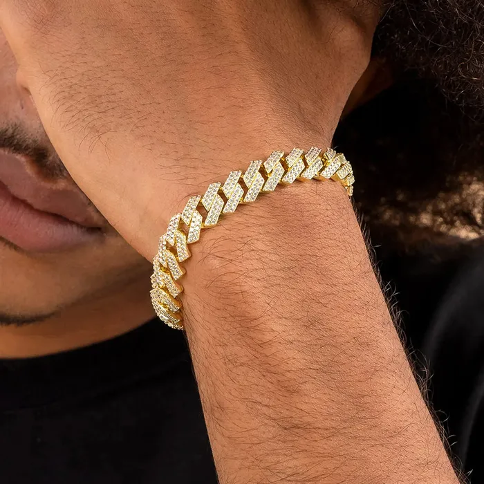 Round Cut Prong Cuban Link Bracelet aporro Bracelets