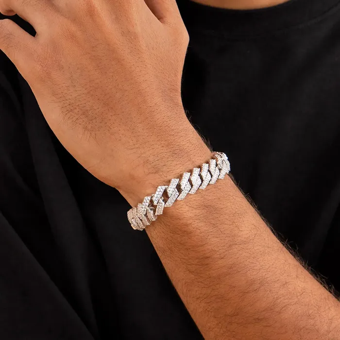 Round Cut Prong Cuban Link Bracelet aporro Bracelets