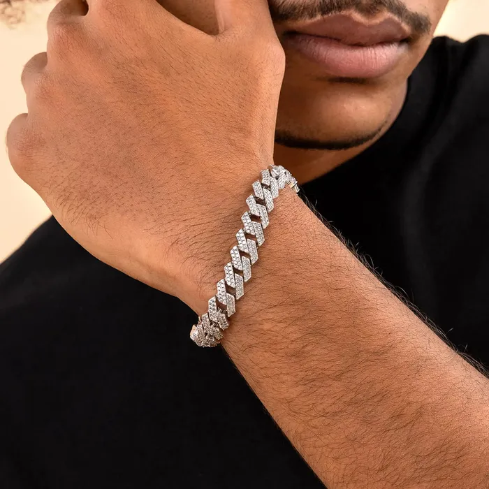 Round Cut Prong Cuban Link Bracelet aporro Bracelets