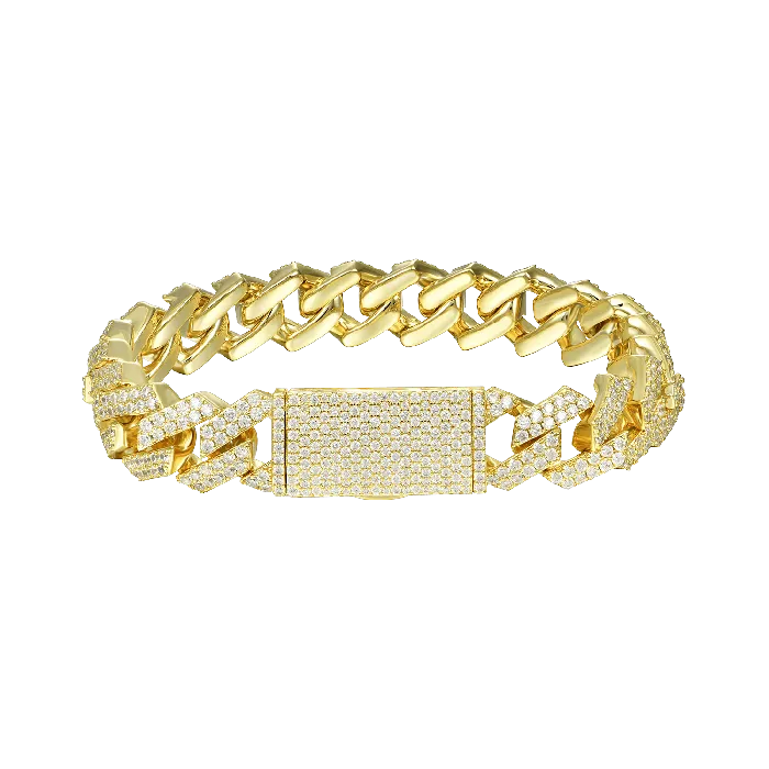 Round Cut Prong Cuban Link Bracelet aporro Bracelets