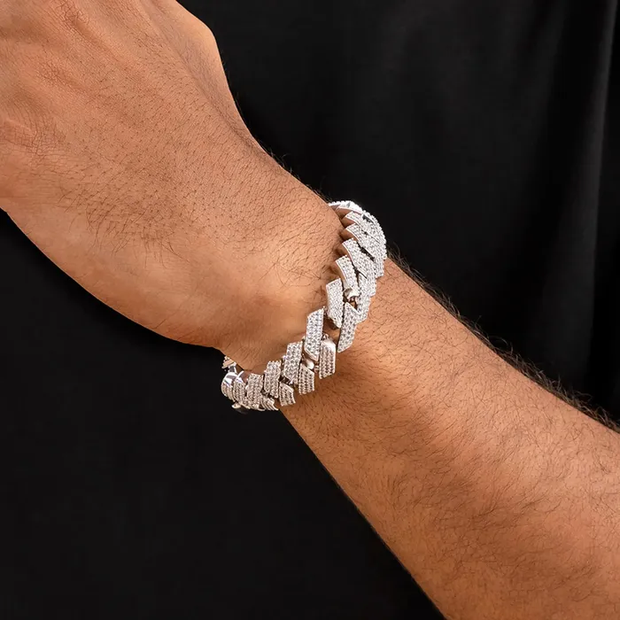 Round Cut Prong Cuban Link Bracelet aporro Bracelets