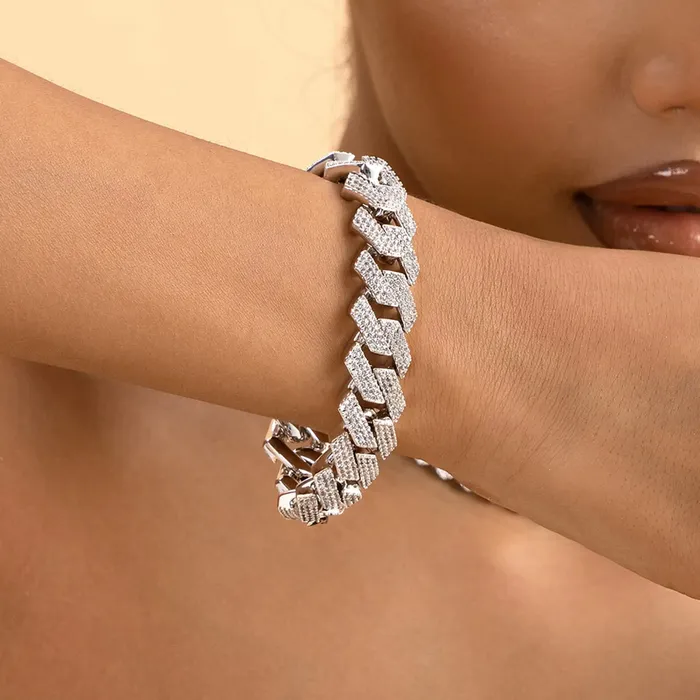 Round Cut Prong Cuban Link Bracelet aporro Bracelets