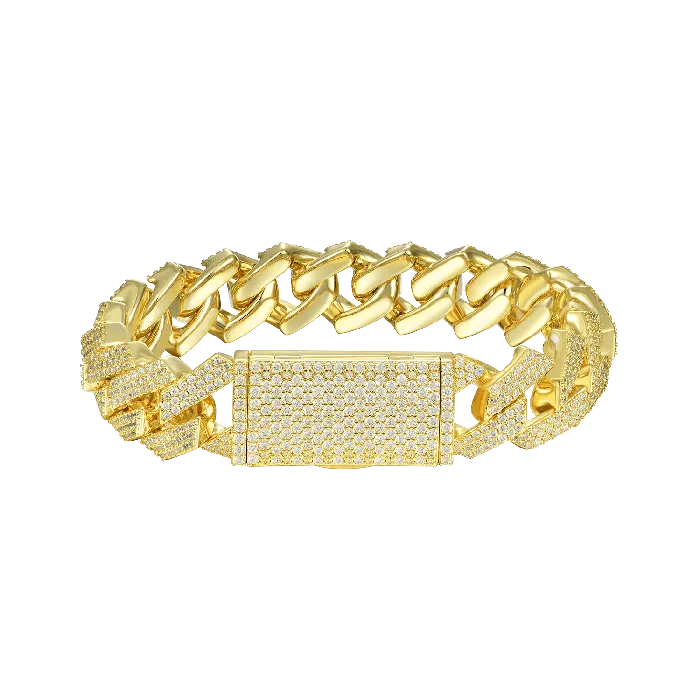Round Cut Prong Cuban Link Bracelet aporro Bracelets