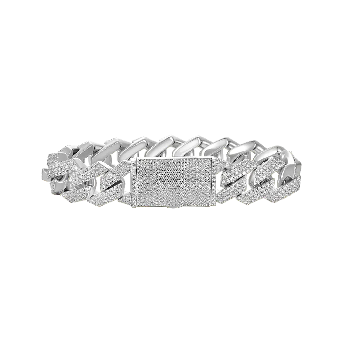 Round Cut Prong Cuban Link Bracelet aporro Bracelets