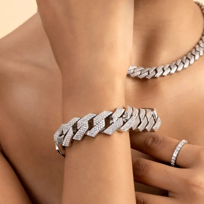 Round Cut Prong Cuban Link Bracelet aporro Bracelets