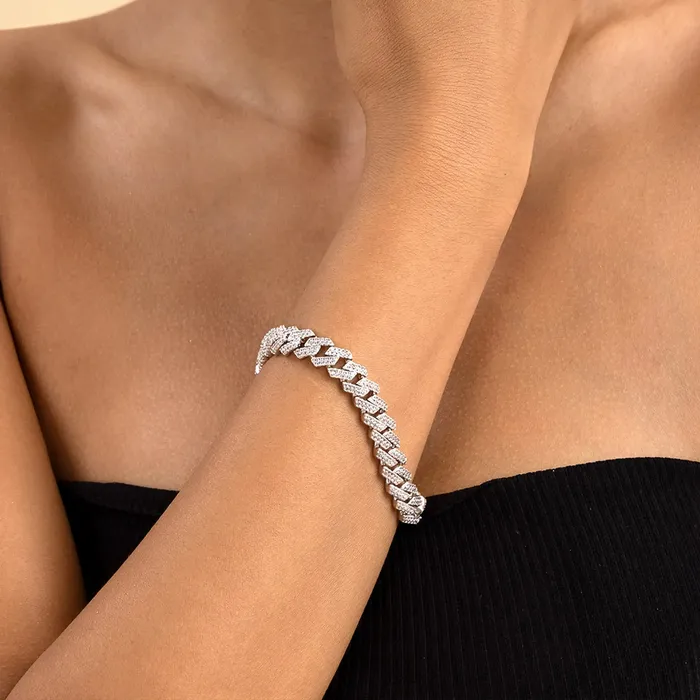Round Cut Prong Cuban Link Bracelet aporro Bracelets