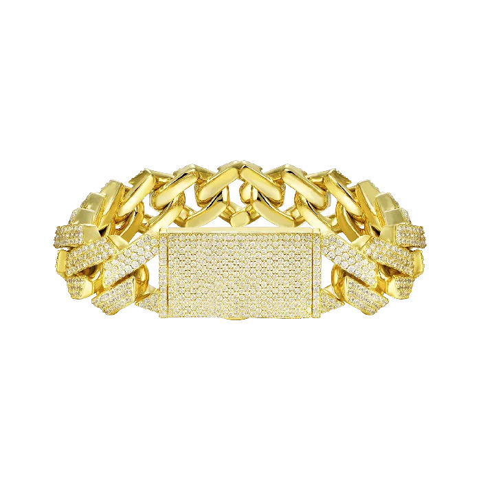 Round Cut Prong Cuban Link Bracelet aporro Bracelets