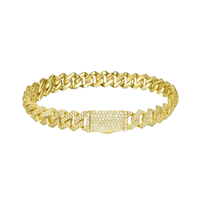Round Cut Prong Cuban Link Bracelet aporro Bracelets