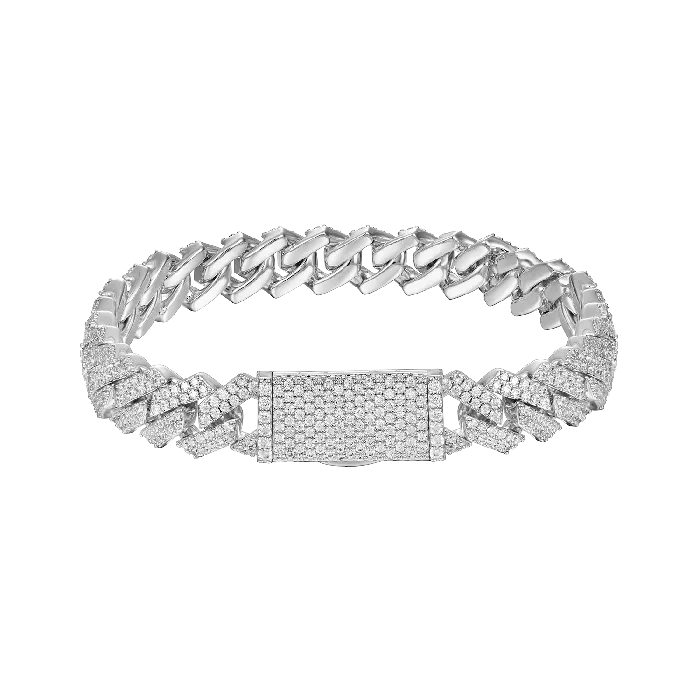 Round Cut Prong Cuban Link Bracelet aporro Bracelets