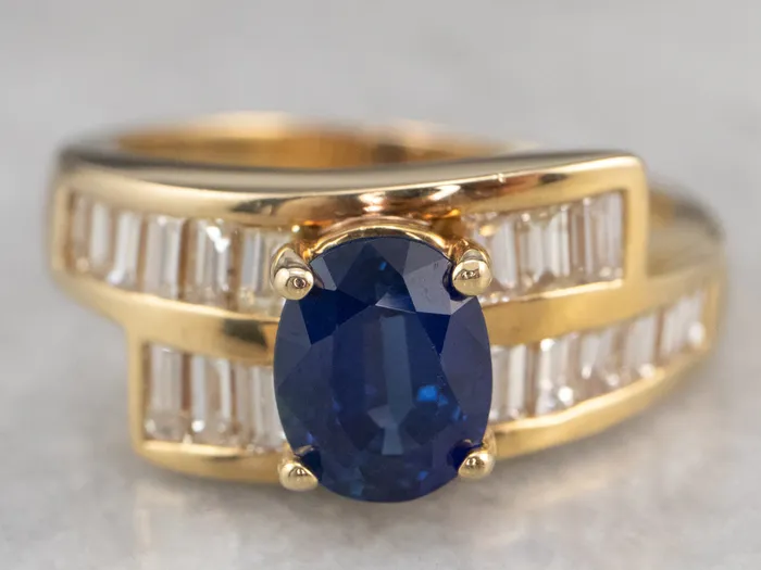 Sapphire and Diamond Bypass Ring Market Square Jewelers Rings