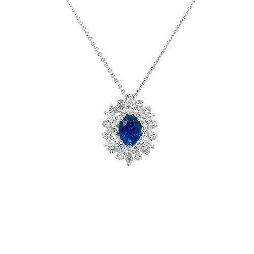 Sapphire Diamond Pendant and Chain CH Collection Necklaces