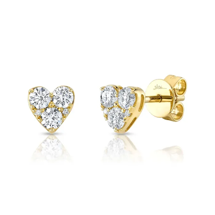 Shy Creation Diamond Heart Stud Earrings 051 CT Shy Creation Earrings