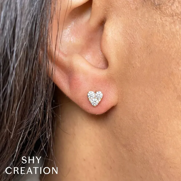 Shy Creation Diamond Heart Stud Earrings 051 CT Shy Creation Earrings Shy Creation Diamond Heart Stud Earrings 051 CT Shy Creation Earrings