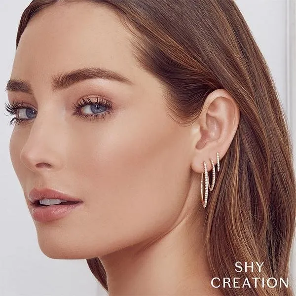 Shy Creation Earrings Shy Creation Diamond Marquise Huggie Earrings