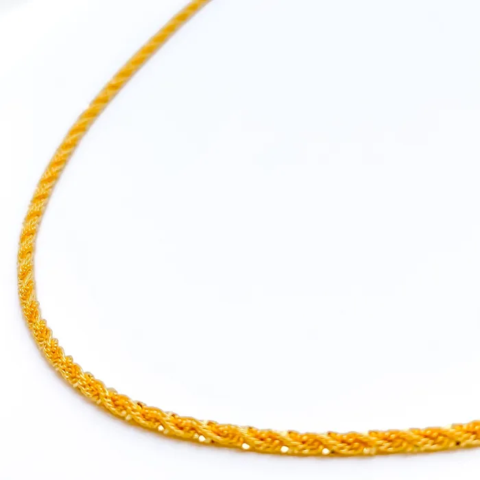 Slender Fancy Braided Rope 22K Gold Chain 16 Andaaz Jewelers PreStyled Sets