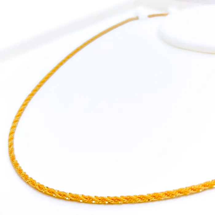 Slender Fancy Braided Rope 22K Gold Chain 16 Andaaz Jewelers PreStyled Sets