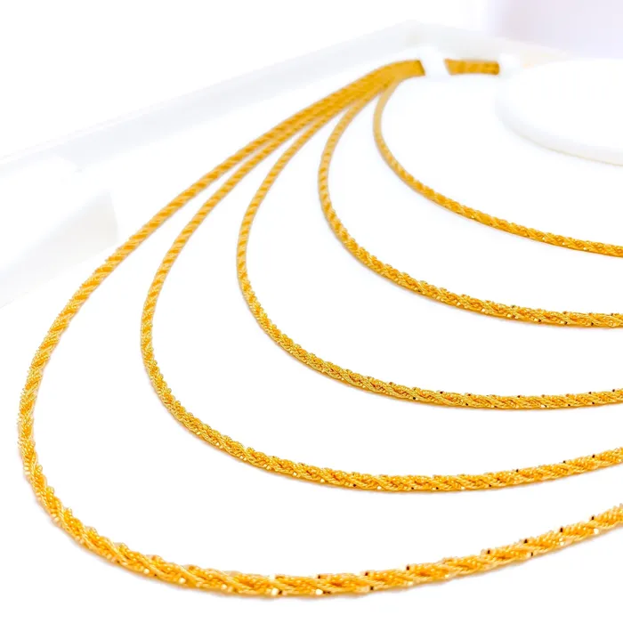 Slender Fancy Braided Rope 22K Gold Chain 16 Andaaz Jewelers PreStyled Sets