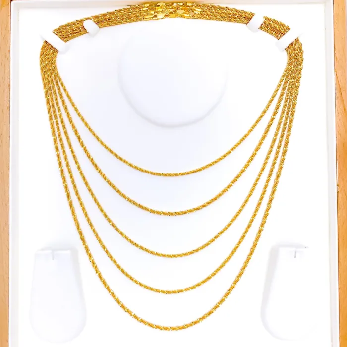 Slender Fancy Braided Rope 22K Gold Chain 16 Andaaz Jewelers PreStyled Sets