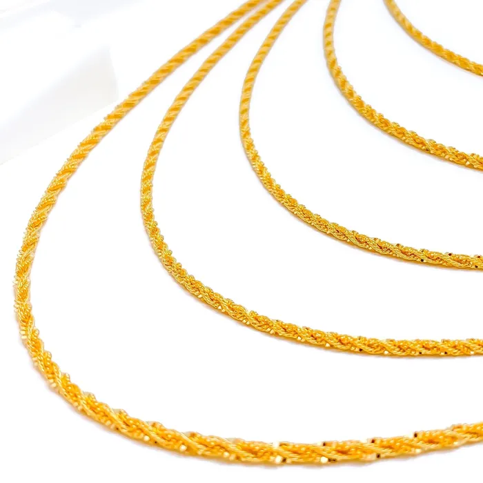 Slender Fancy Braided Rope 22K Gold Chain 16 Andaaz Jewelers PreStyled Sets