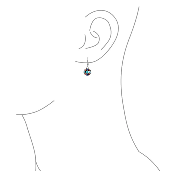 Southwestern Dangle Gemstone Earrings with Lapis Turquoise and Coral in Silver BlingJewelry Wholesale Earrings