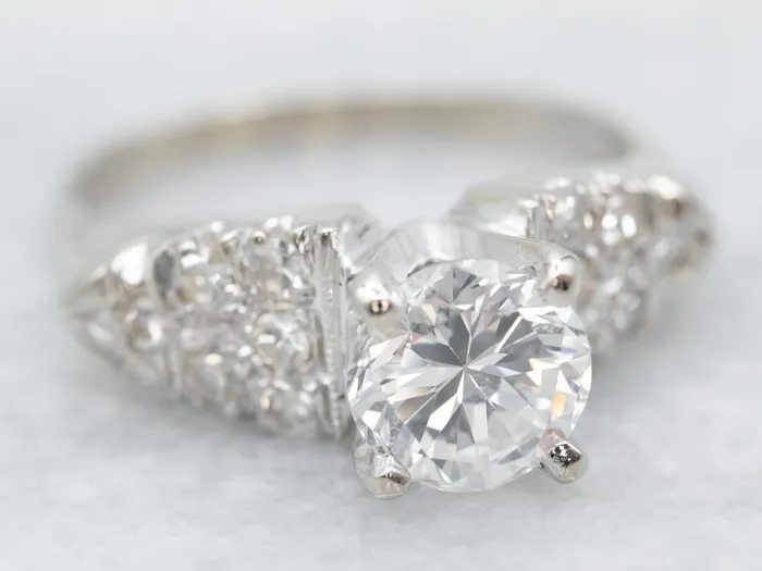 Stunning 1970s GIA Certified Diamond Engagement Ring Market Square Jewelers Rings Stunning 1970s GIA Certified Diamond Engagement Ring Market Square Jewelers Rings