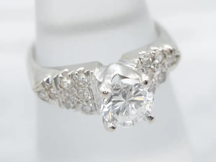 Stunning 1970s GIA Certified Diamond Engagement Ring Market Square Jewelers Rings Stunning 1970s GIA Certified Diamond Engagement Ring Market Square Jewelers Rings