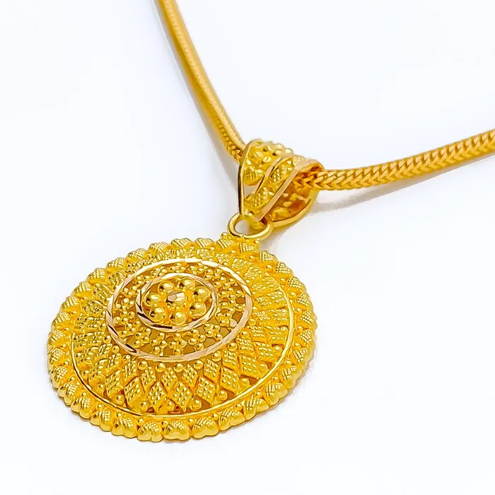 Stunning Checkered Round 22k Gold Pendant Andaaz Jewelers Necklaces