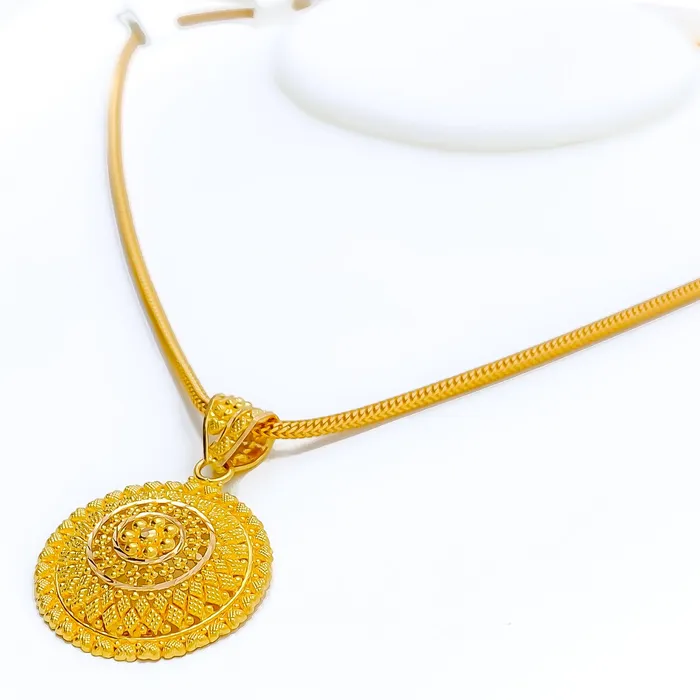 Stunning Checkered Round 22k Gold Pendant Andaaz Jewelers Necklaces