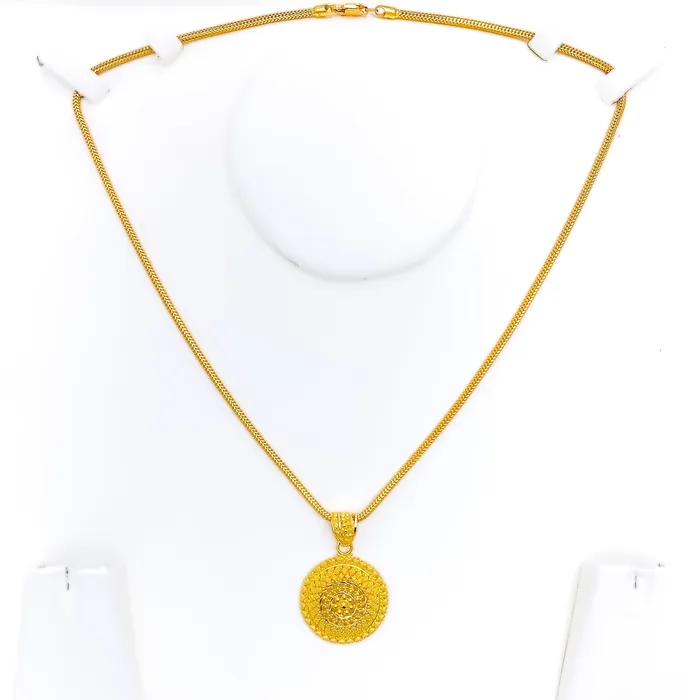 Stunning Checkered Round 22k Gold Pendant Andaaz Jewelers Necklaces