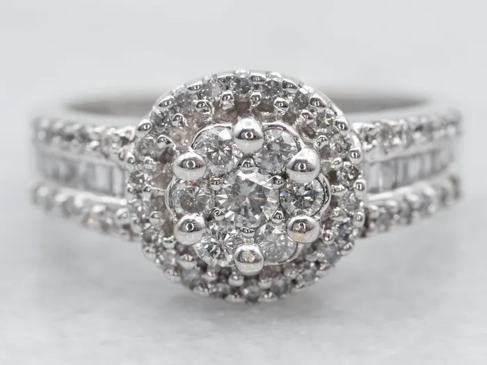 Stunning Diamond Cluster Engagement Ring Market Square Jewelers Rings