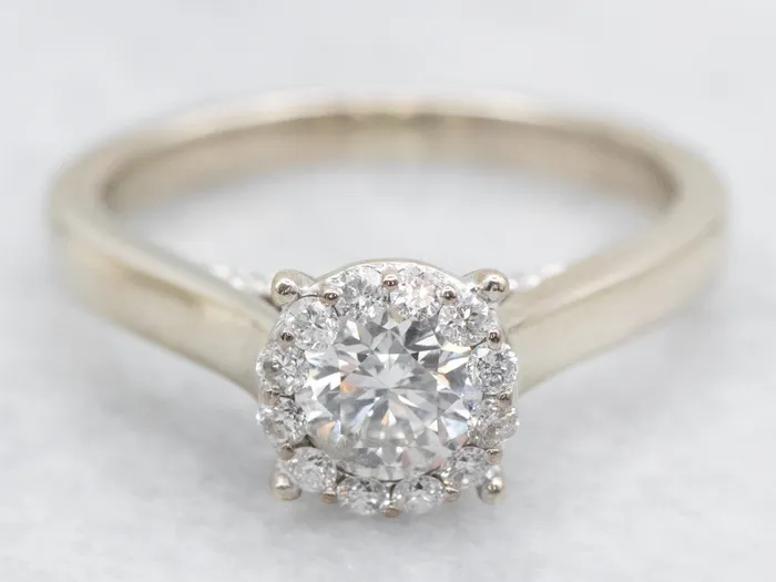 Stunning Round Brilliant Diamond Halo Engagement Ring Market Square Jewelers Rings Stunning Round Brilliant Diamond Halo Engagement Ring Market Square Jewelers Rings