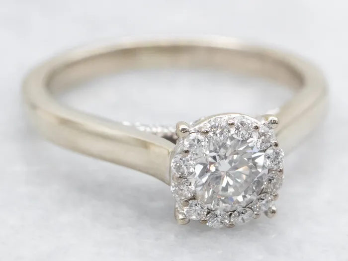 Stunning Round Brilliant Diamond Halo Engagement Ring Market Square Jewelers Rings