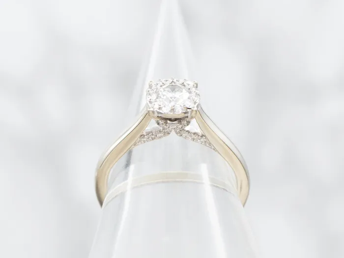 Stunning Round Brilliant Diamond Halo Engagement Ring Market Square Jewelers Rings