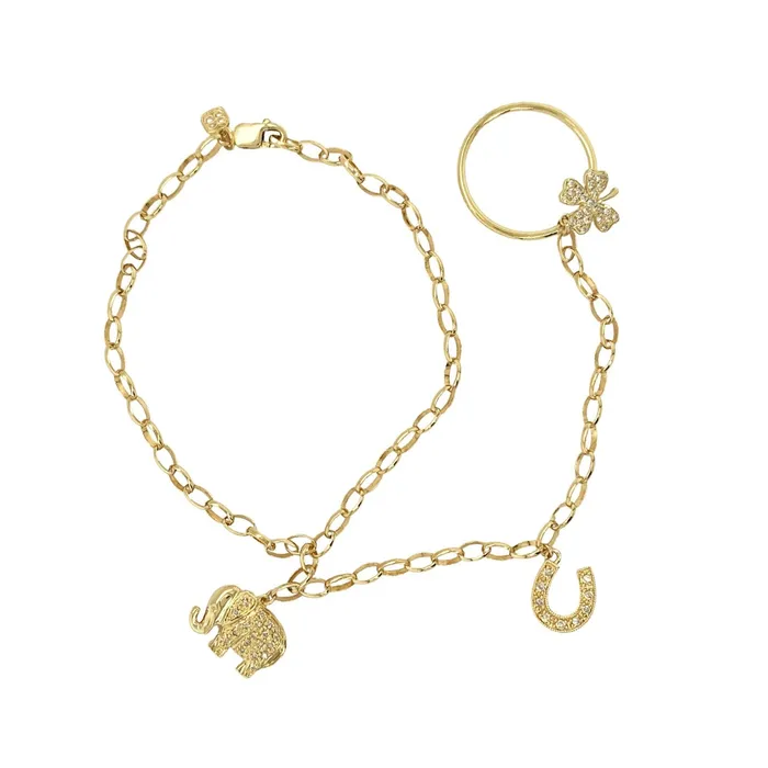 Sydney Evan Sydney Evan 14K Yellow Gold Bracelet with Ring Bracelets