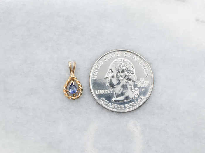 Teardrop Gold Sapphire Solitaire Pendant Market Square Jewelers PreStyled Sets