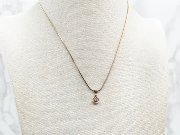 Teardrop Gold Sapphire Solitaire Pendant Market Square Jewelers PreStyled Sets