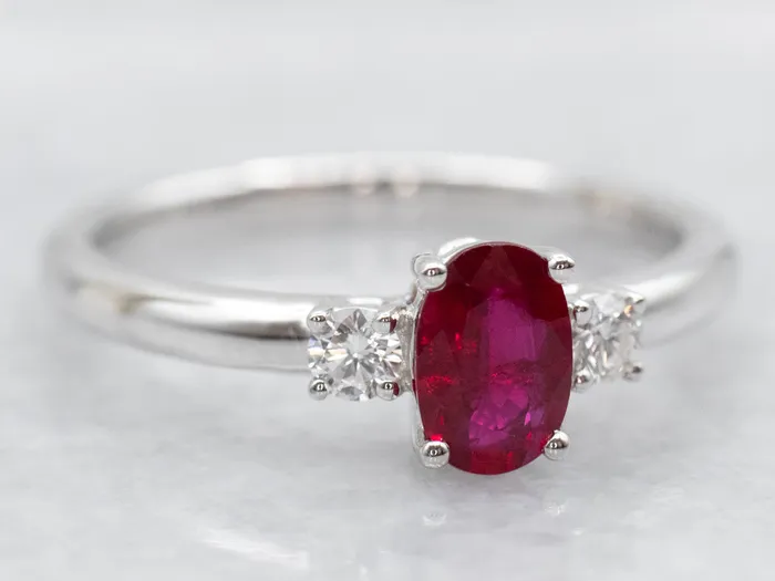 Three Stone Modern Ruby and Diamond Engagement Ring Market Square Jewelers Rings Three Stone Modern Ruby and Diamond Engagement Ring Market Square Jewelers Rings