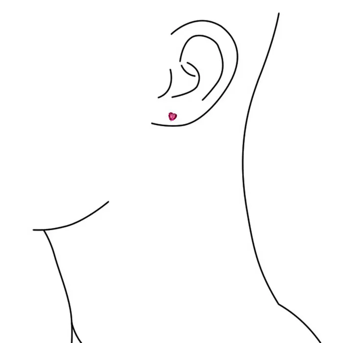 Tiny Pink Fuchsia CZ Heart Stud Earrings Simulated Ruby Sterling Silver BlingJewelry Wholesale Earrings