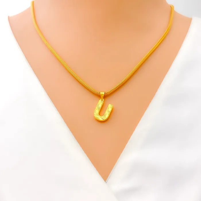 Trendy Everyday 22k Gold Letter Pendant Andaaz Jewelers PreStyled Sets