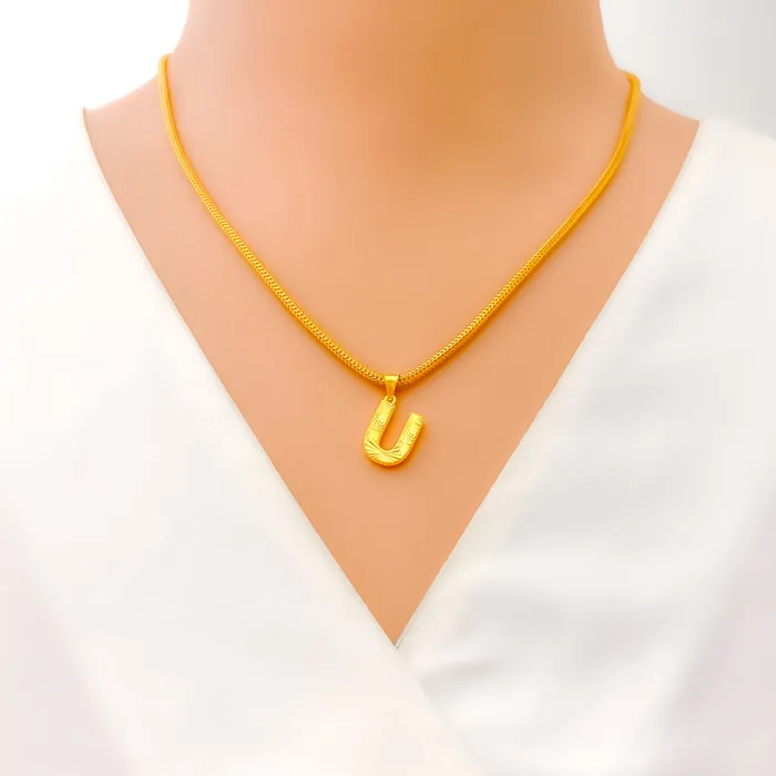 Trendy Everyday 22k Gold Letter Pendant Andaaz Jewelers PreStyled Sets
