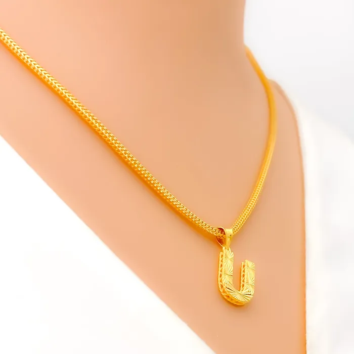Trendy Everyday 22k Gold Letter Pendant Andaaz Jewelers PreStyled Sets